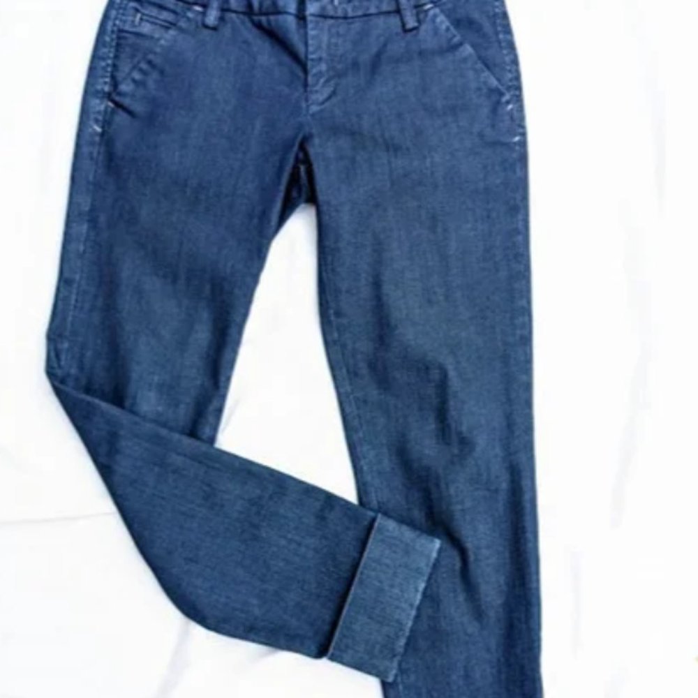 Level 99 Dark Denim Trouser-style Cuffed Slant Pocket Jeans Size 27